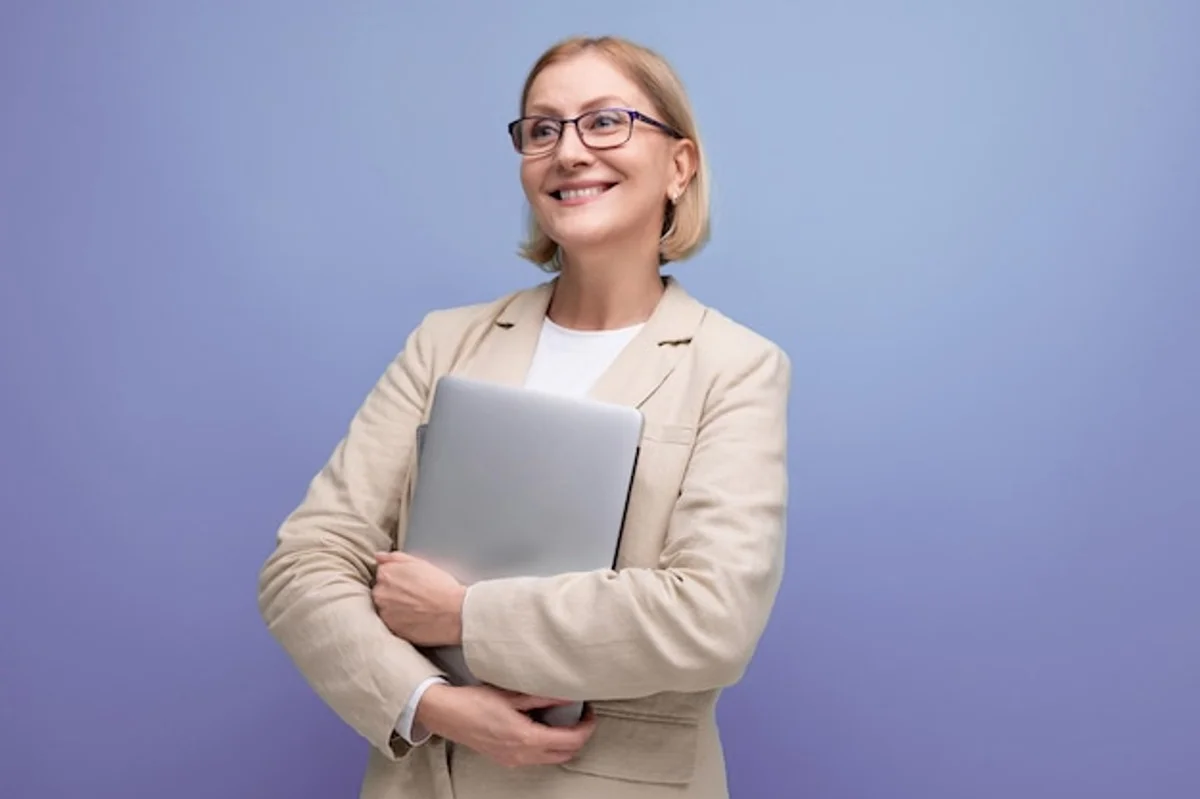 confident senior mastering technology