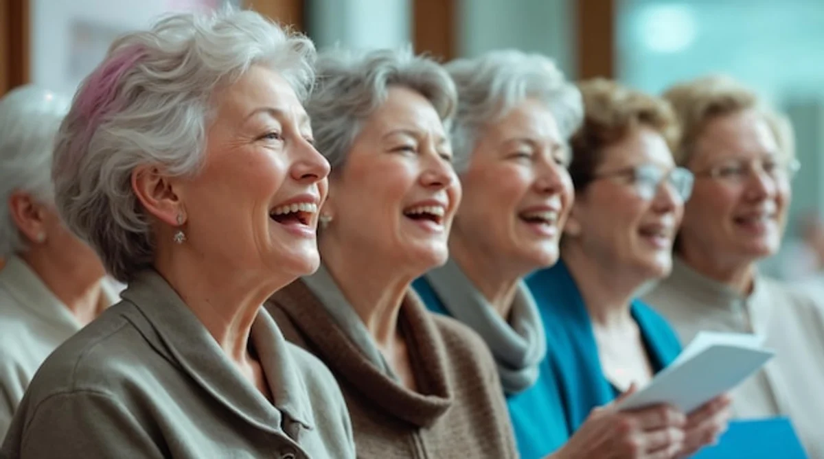 senior group technology workshop laughing