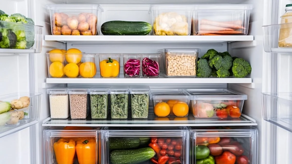 organized kitchen fridge food storage modern