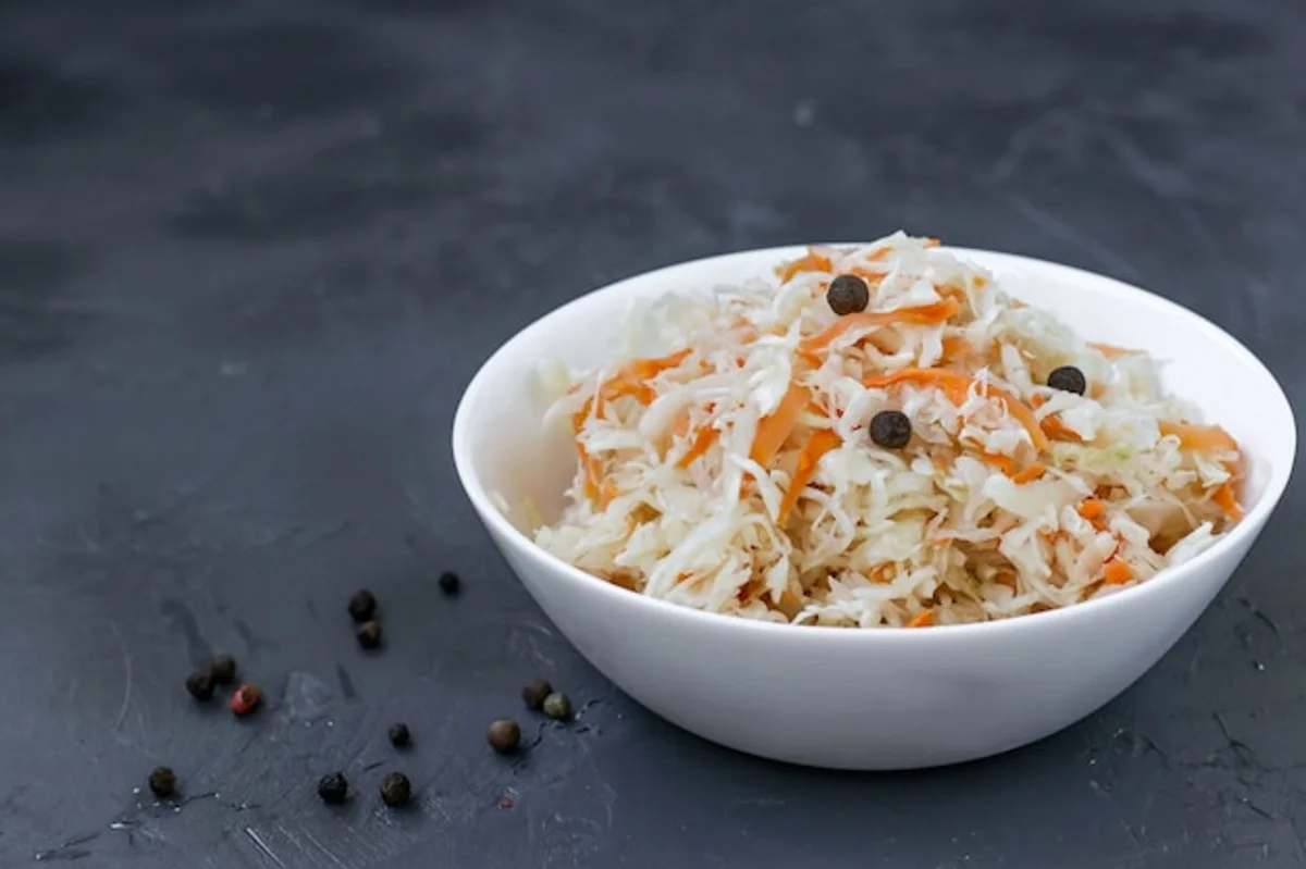 homemade sauerkraut close up