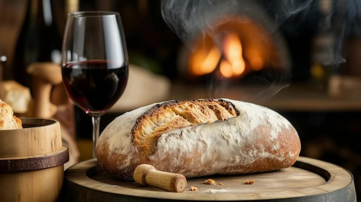 freshly baked bread steam rustic kitchen