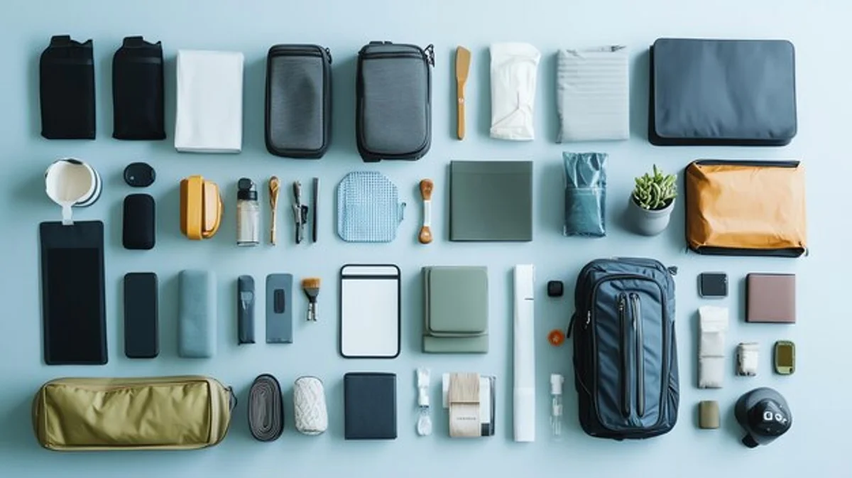 organized suitcase vacation essentials flatlay