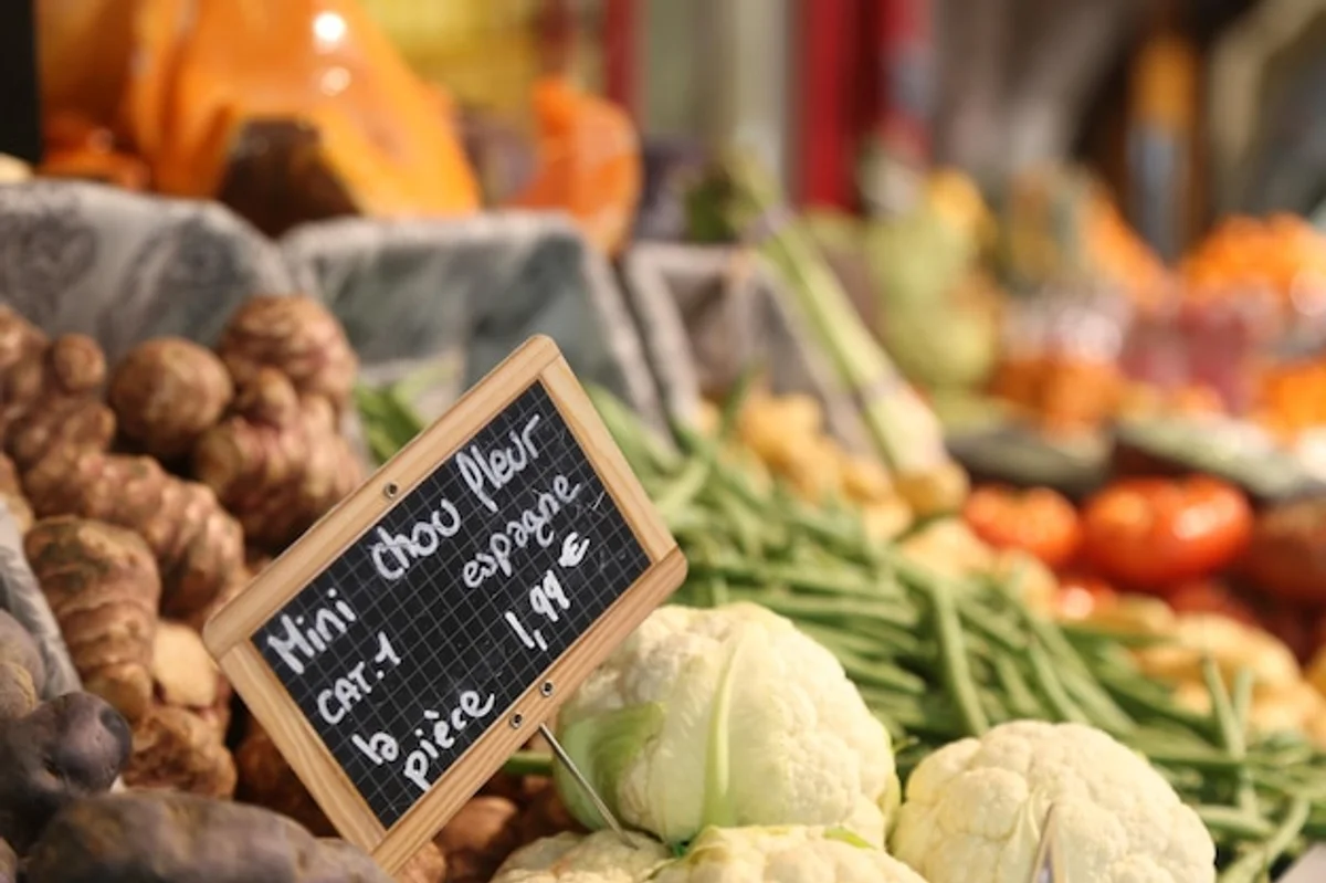 grocery price tags comparison in German supermarket