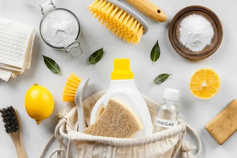 eco friendly cleaning products kitchen lemon vinegar baking soda