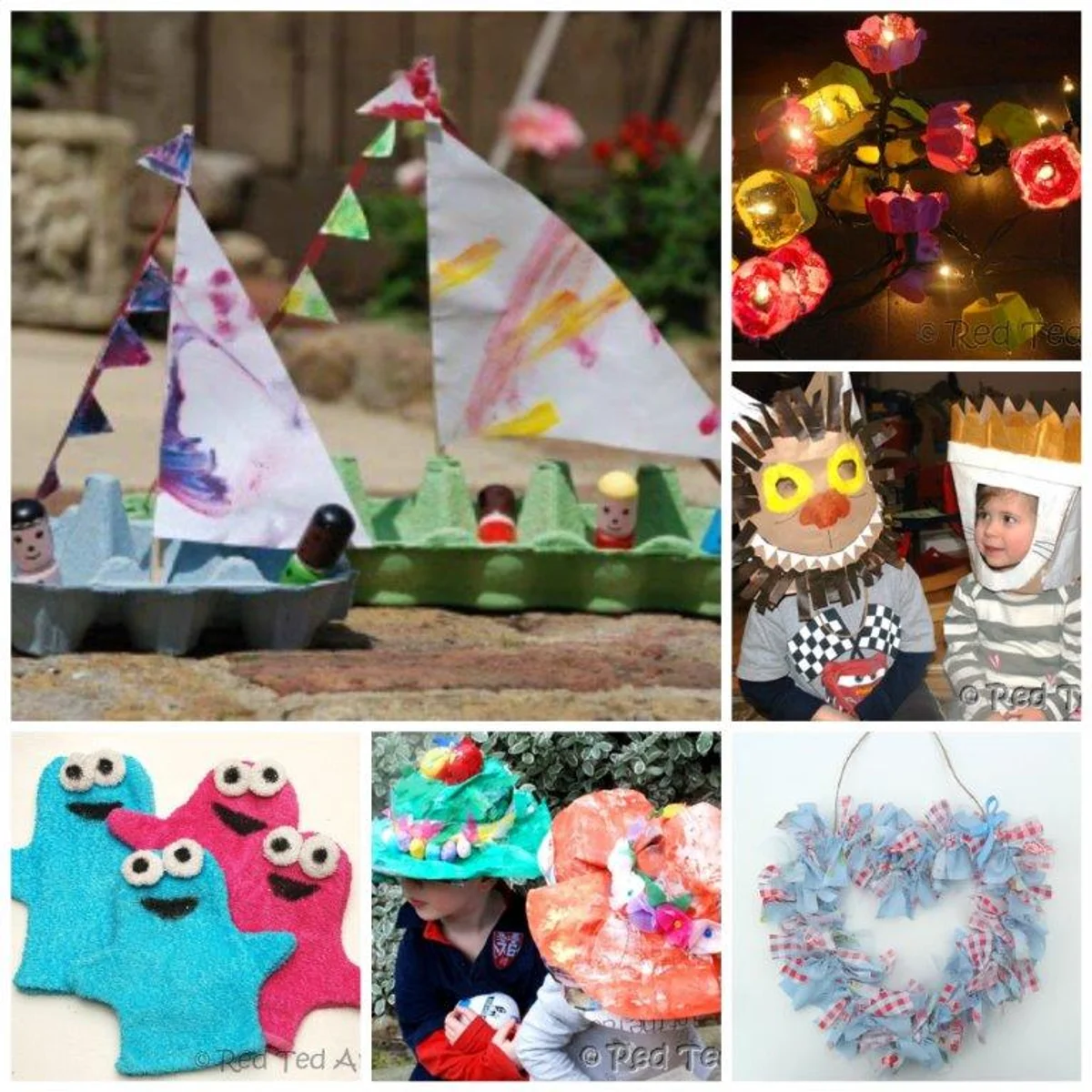 children and adults crafting with recycled materials, upcycling workshop Germany