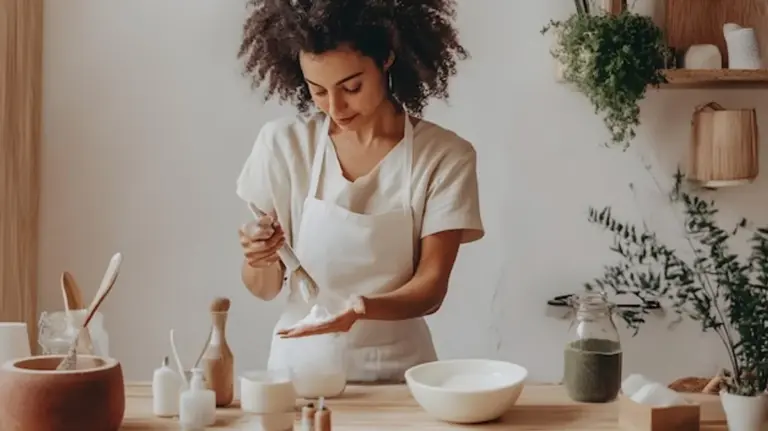 homemade natural skincare glowing skin woman kitchen