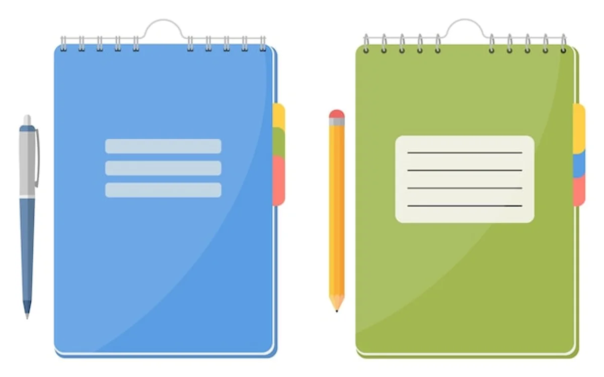 notebook indexed with tabs hand written