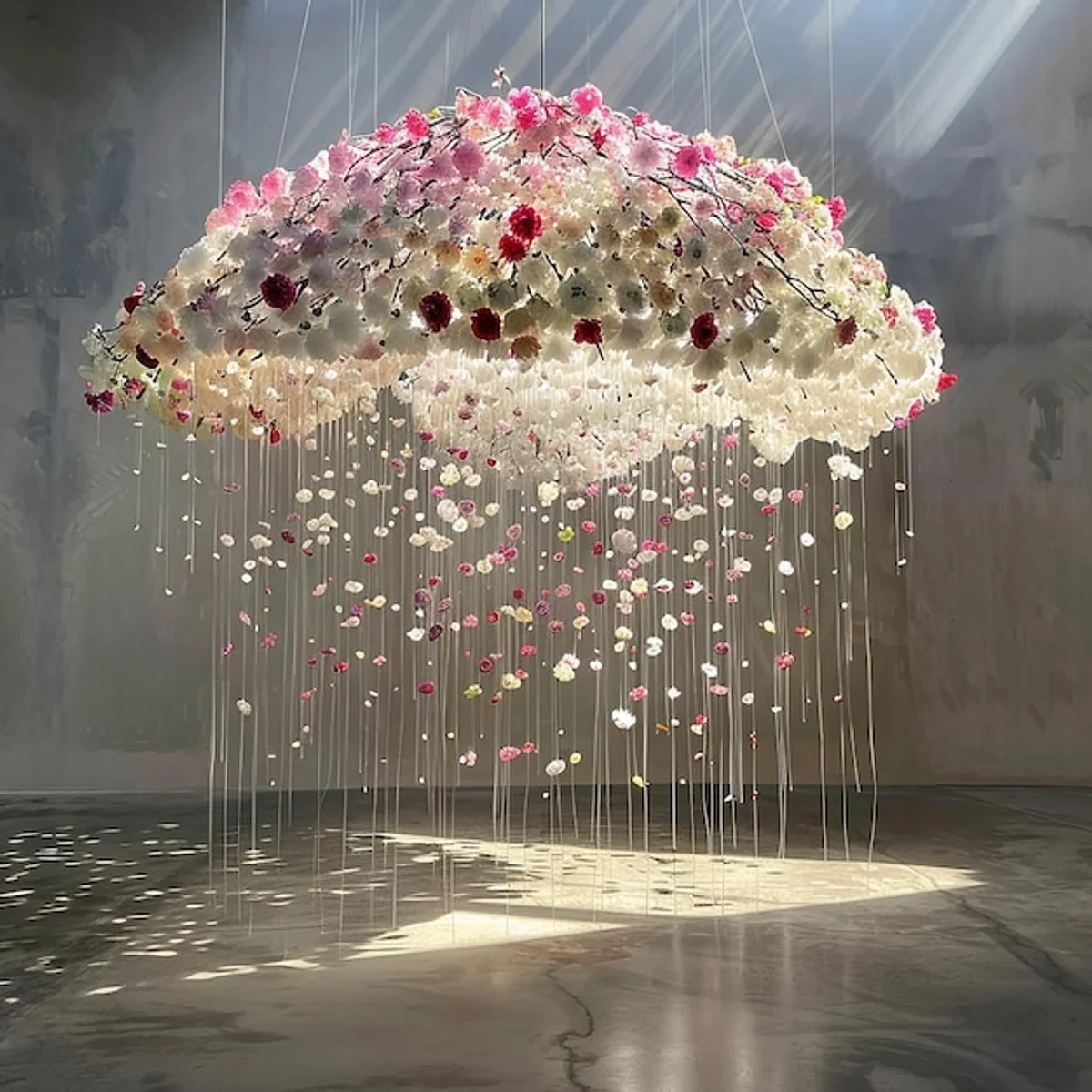 colorful umbrella art installation indoor