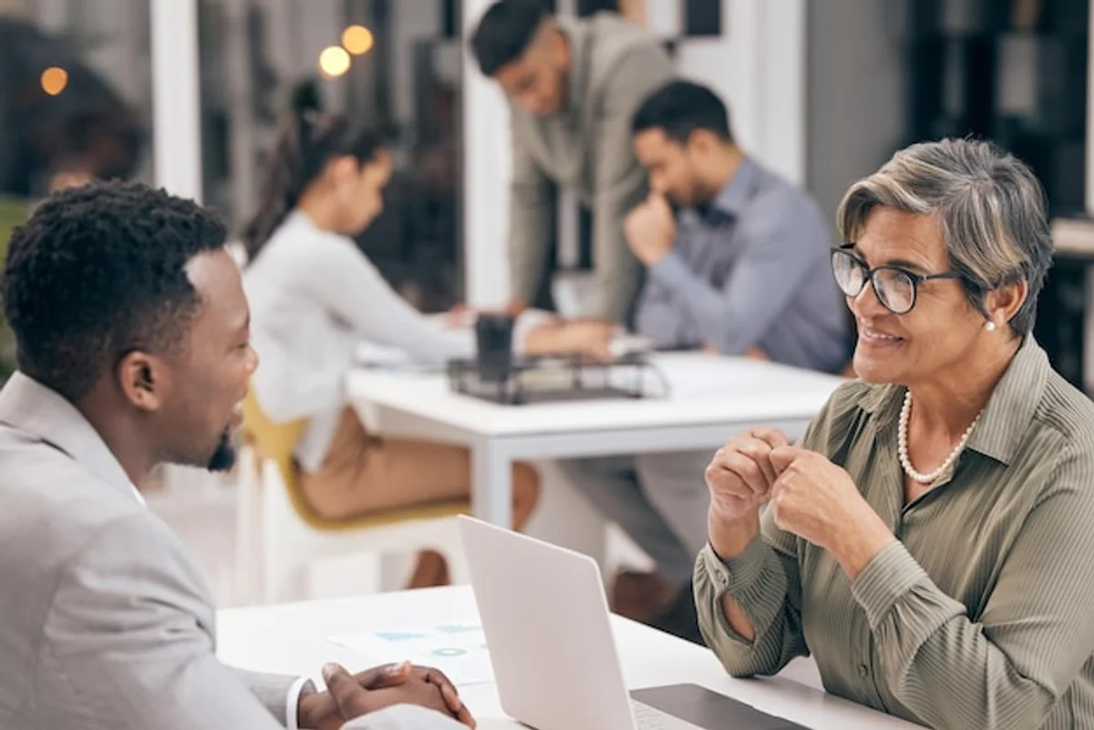 confident woman salary negotiation meeting office