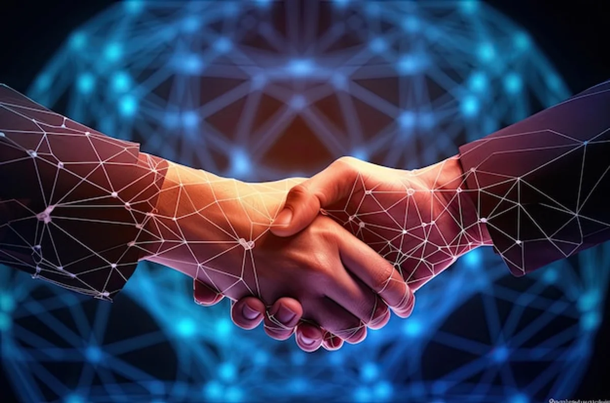 diverse business people handshake linkedin connection