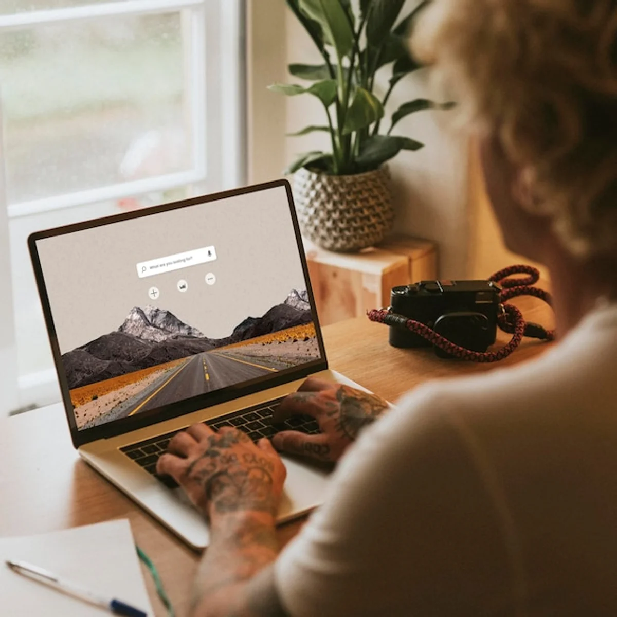 home office workspace zen atmosphere with digital tablet