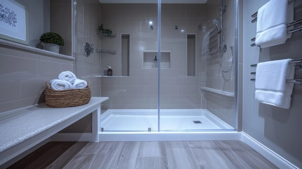walk in shower elderly modern bathroom