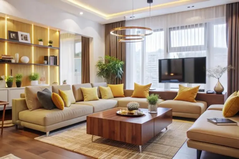 minimalist organized living room without smart gadgets