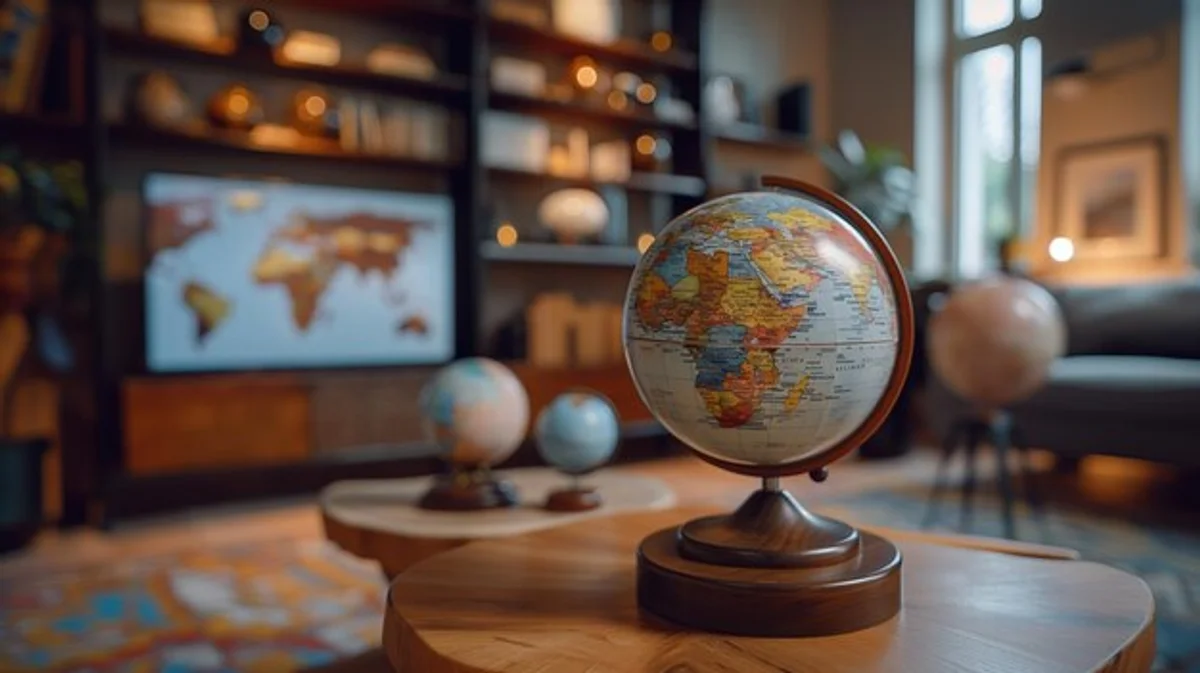 vintage travel guide on a bookshelf home decor