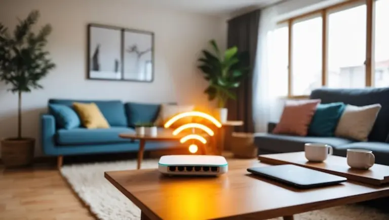 wifi router in modern living room central location