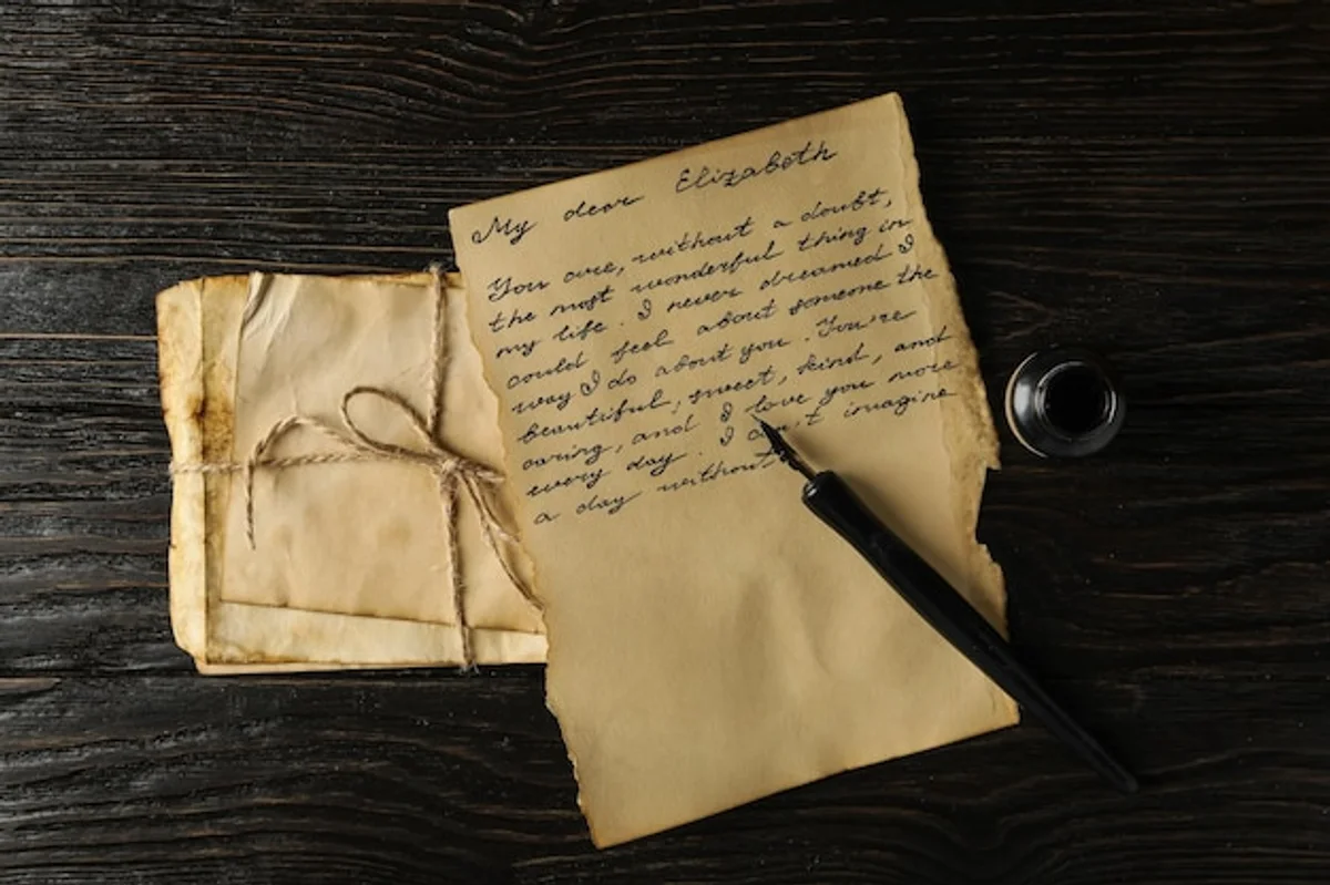 old handwritten letters with personal items