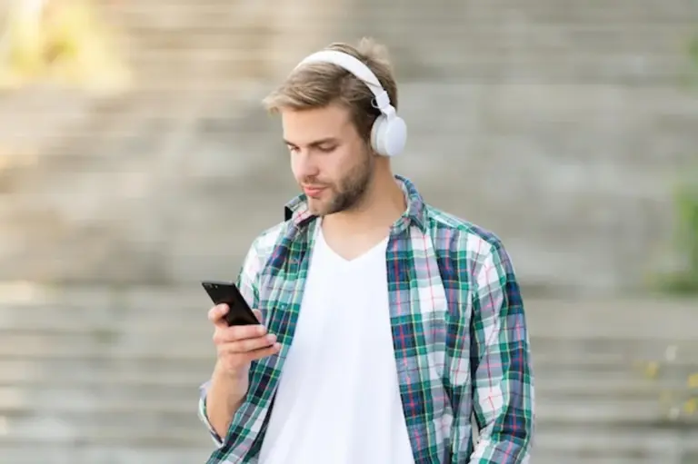 modern wireless headphones user interaction lifestyle